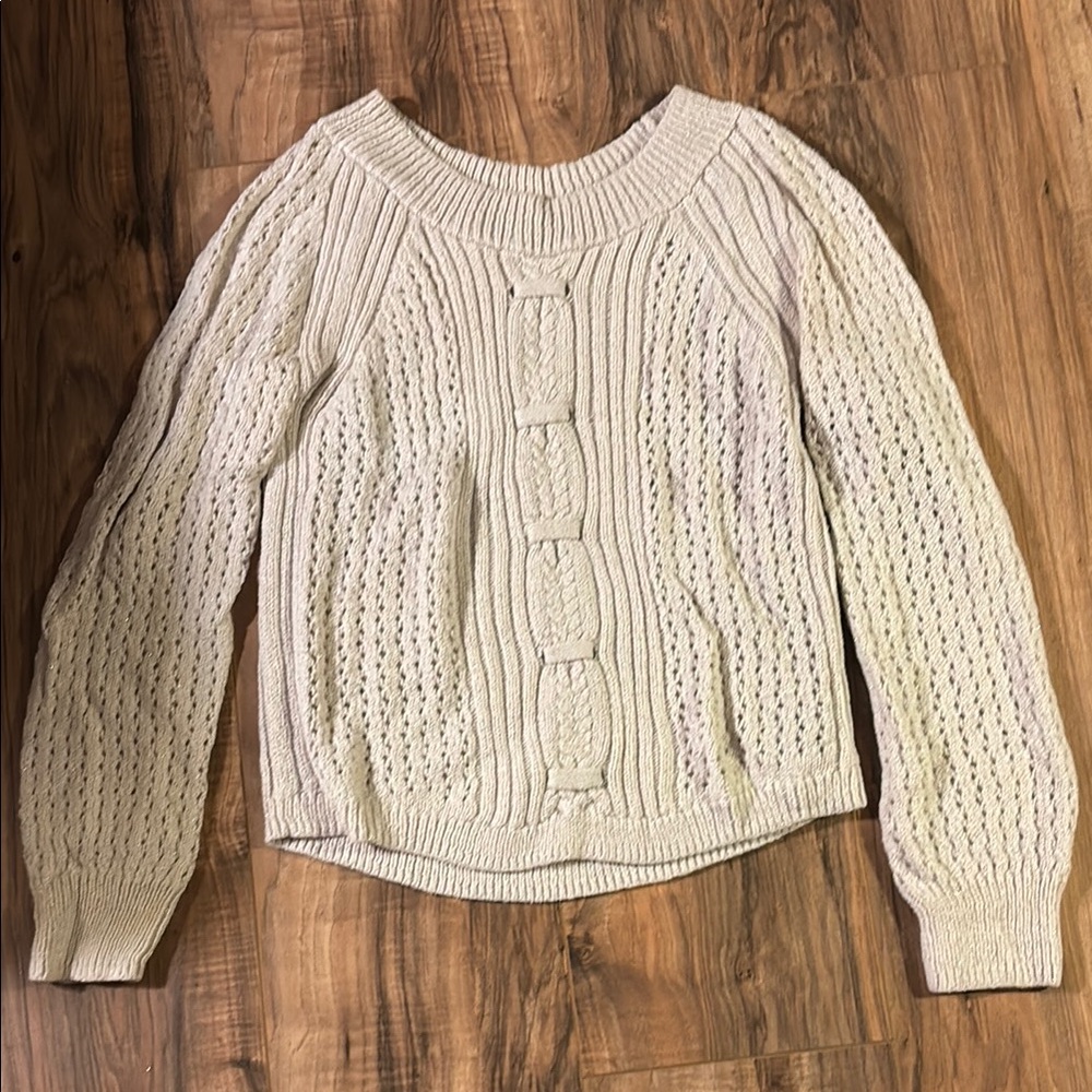Maurices Cream Crew Neck Chunky Knit Sweater